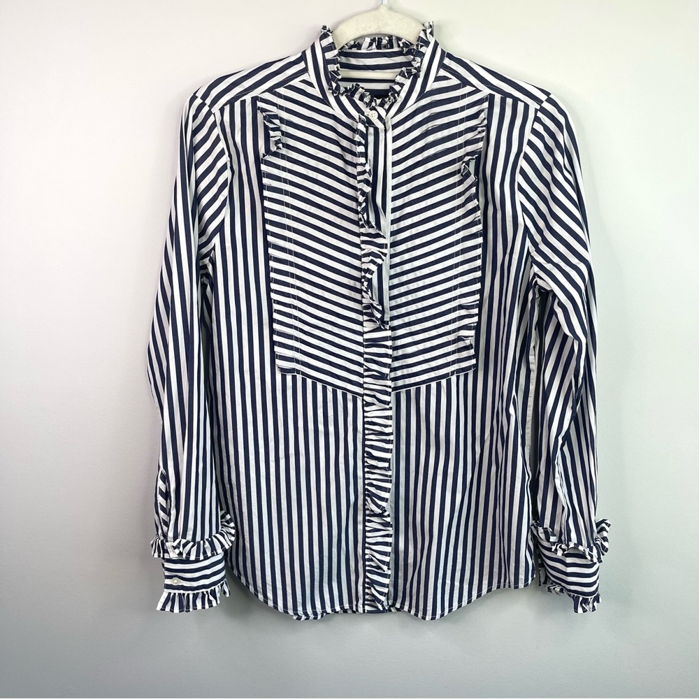 J.Crew Re-Imagined Blue And White Button Up Shirt Size XS